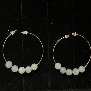 ❤️‍🔥BOGO FREE NEW blue agate natural stone beaded hoop earrings hoops handmade